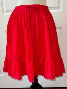 Cotton Peasant Skirt Drawstring Elastic Waist